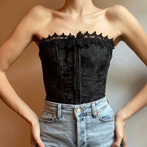 vintage luxe jacquard black corset